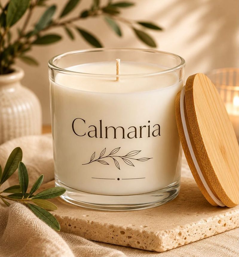 Vela aromática Calmaria com aroma de lavanda — linha Acácia